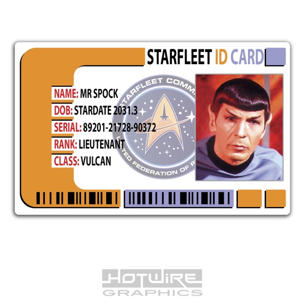 Plastic ID Card (TV & Film Prop) - Mr Spock Star Trek STARFLEET Command ...