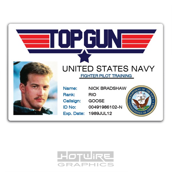 Plastic ID Card TV Series Prop TOP GUN Goose Navy