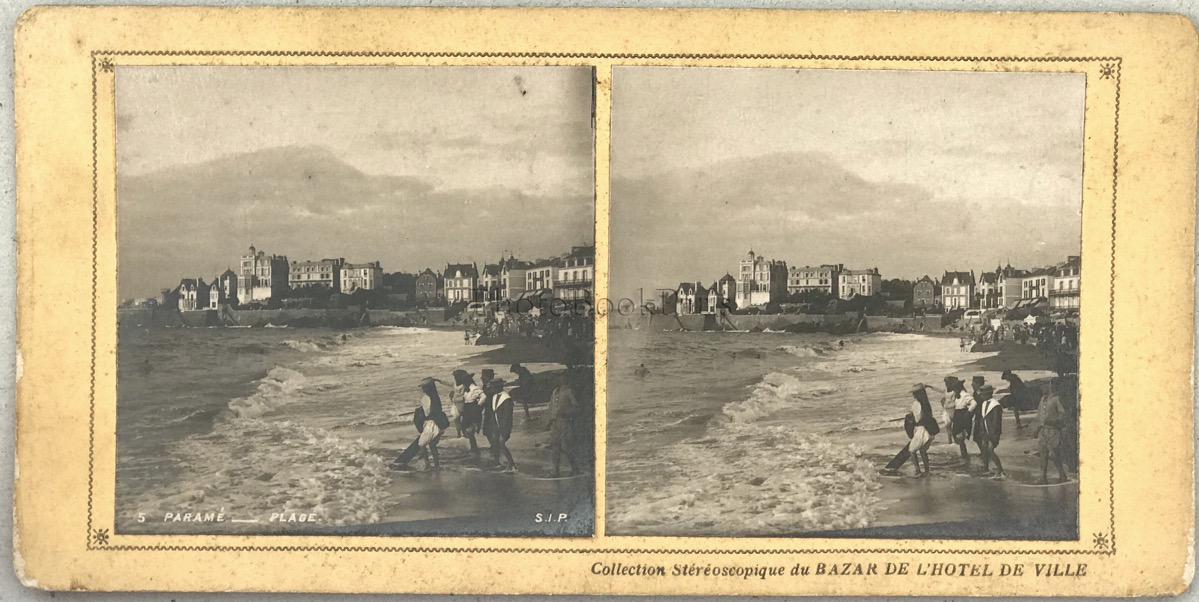 Détails Sur Paramé Plage Saint Servan Saint Malo France Photo Stereo Vintage Argentique