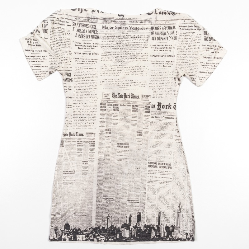 New York NY Times Newsprint Newspaper T-Shirt Top V-Neck Womens Small ...