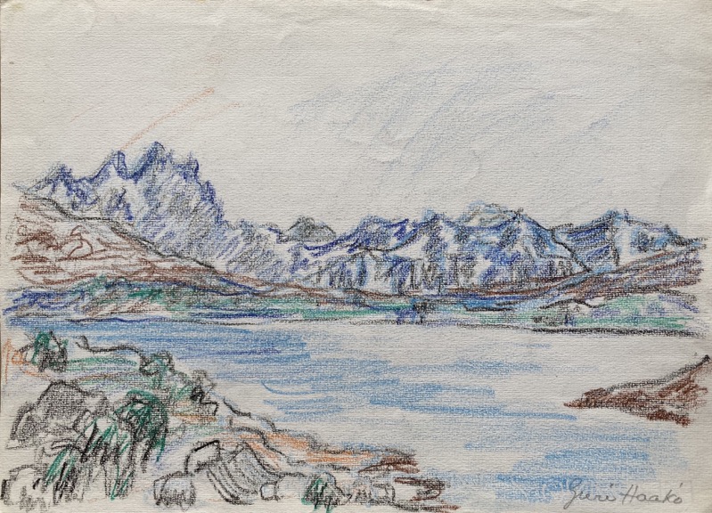 Juri Haako Zeichnung Nordische Landschaft Berge Am Meer Norwegen Expressiv Ebay