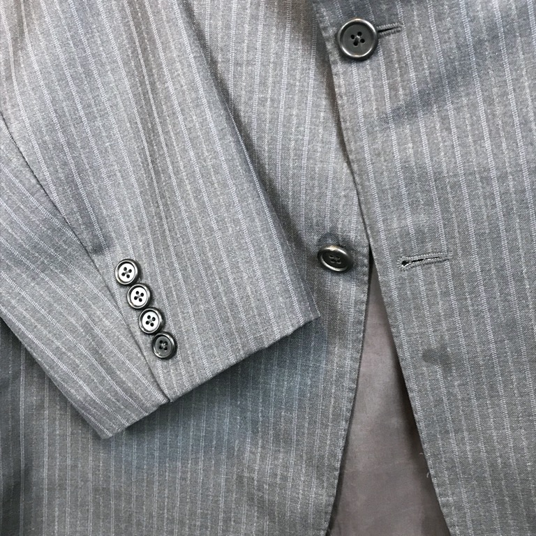 HICKEY FREEMAN Gray Striped Madison SUIT Jacket Pants 46R 42x29.25 | eBay