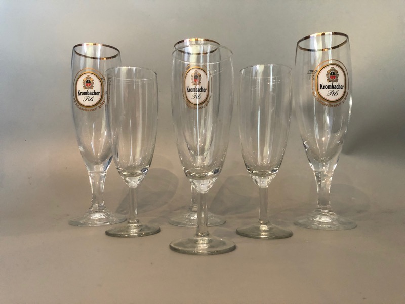 3X Krombacher Pils 0.2L Biergläser Glas sahm + 3X kleine