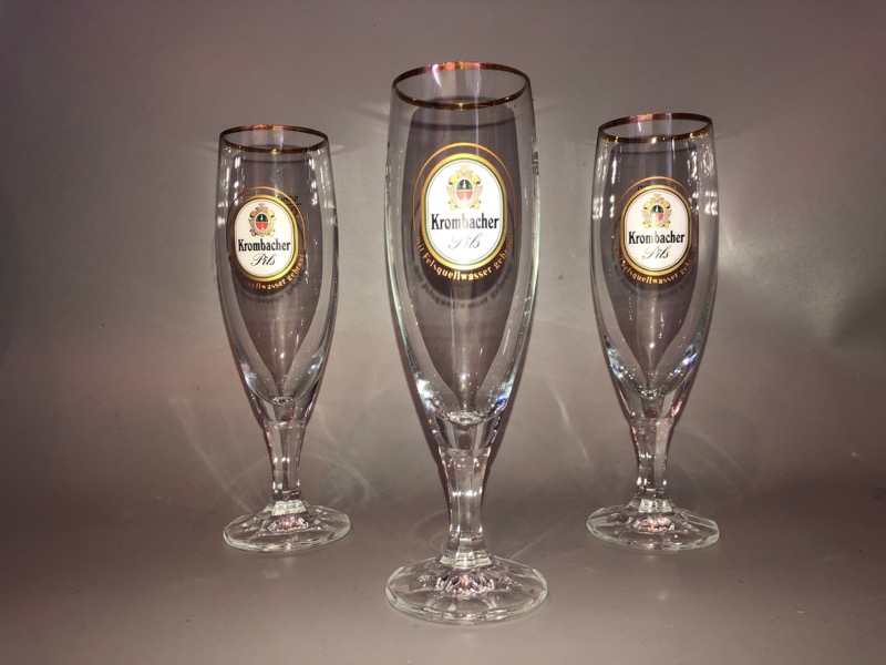 3X Krombacher Pils 0.2L Biergläser Glas sahm + 3X kleine