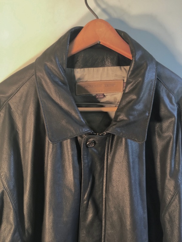 Original McKenzie Tribe Black Leather Jacket Motorcycle Bomber Pockets ...